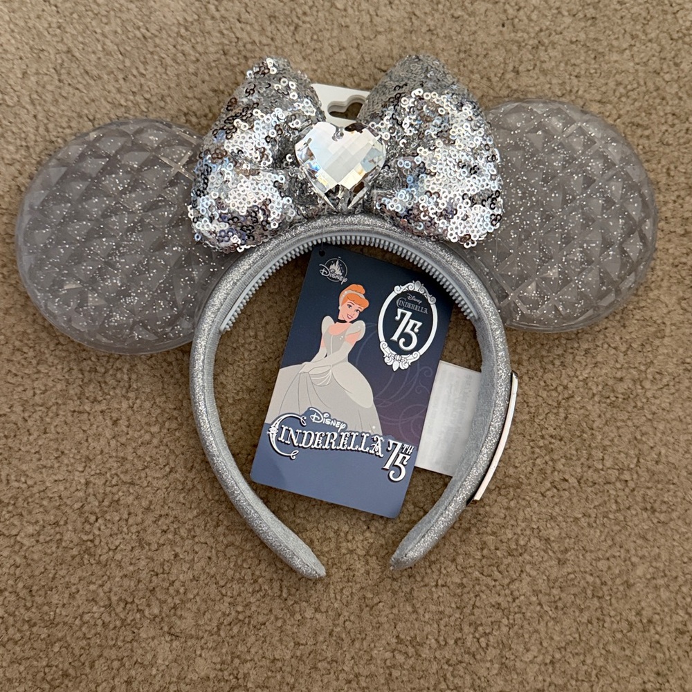 NWT Disney Cinderella 75th Anniversary Glittering Silver Ears